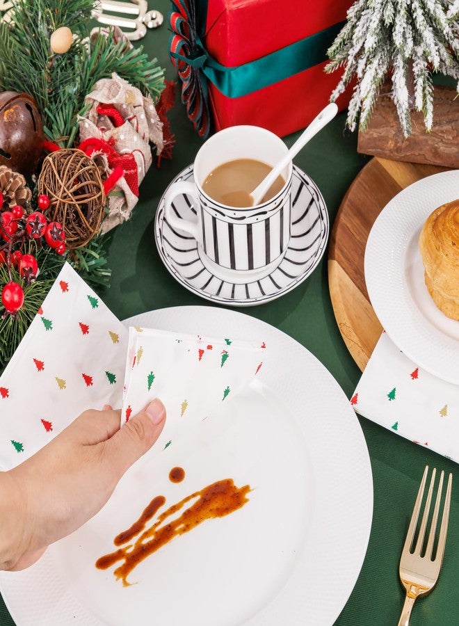 WDF 100Pack Colorful Christmas Hand Towels Disposable - 3 Ply Disposable Christmas Tree Napkins With Merry Bright -Colorful Napkins for Bathroom Table Decor - Image 5
